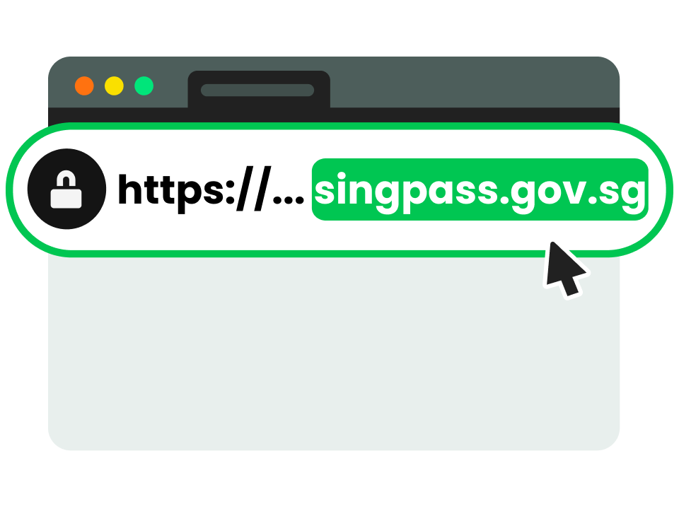 Check that the web domain of the Singpass website is singpass.gov.sg
